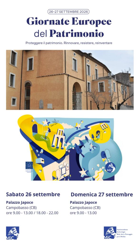 Locandina apertura Palazzo Japoce di Campobasso in occasione delle Giornate europee del patrimonio 2026