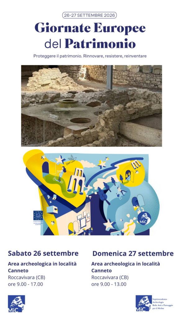 Locandina apertura area archeologica in località Canneto in occasione delle Giornate del patrimonio 2026